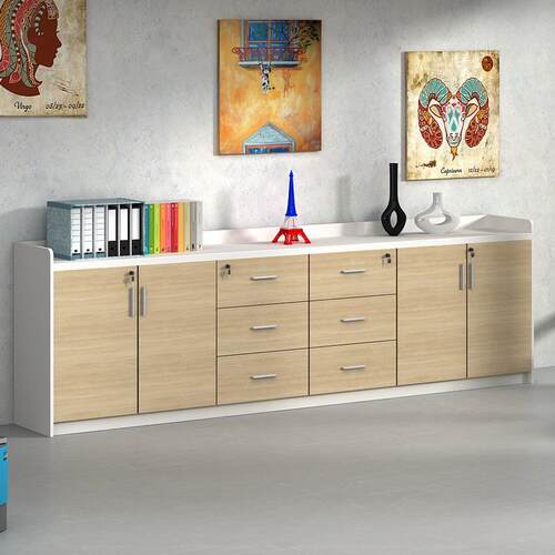 现代办公室文件柜矮柜储物柜长条柜茶水柜收纳柜打印机柜边柜定制