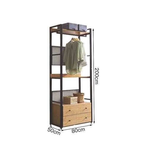 正品f北欧铁艺实木置挂衣架放式衣柜落地卧室衣橱开lot金属衣帽间