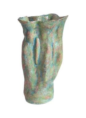 中古芬顿油画风陶瓷花瓶复古大口花盆花器绿植客厅玄关装饰