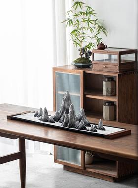 造玄新中创意沙山水假柜山景盘禅意枯摆件82420所会关酒鱼装缸饰