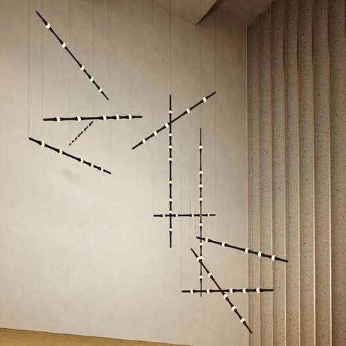 北欧简约餐厅楼梯间竹节设计师长条LOFT公寓样板间楼盘沙盘吊灯