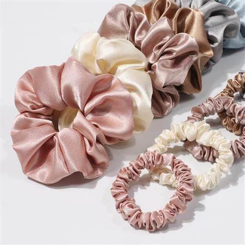 6pcs/lot Fashion Women Girls Silky Satin Hair Scrunchies Sol