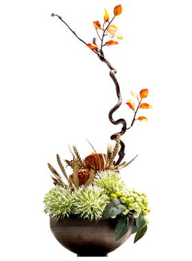 新中式插花仿真花干花酒店餐厅桌花客厅茶几玄关壁龛摆花软装花艺