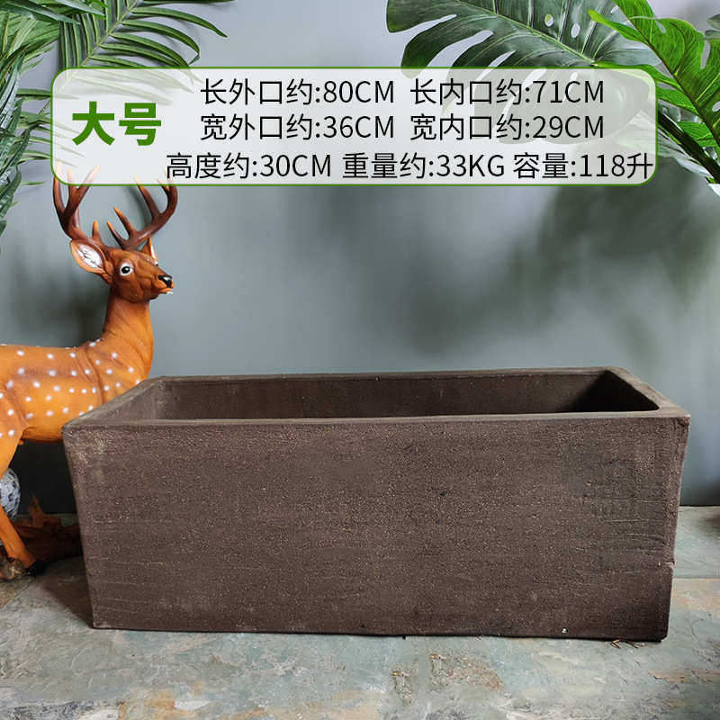 包邮厂家长方形紫砂花盆花槽特大号景观盆中国风盆景粗陶花盆批发
