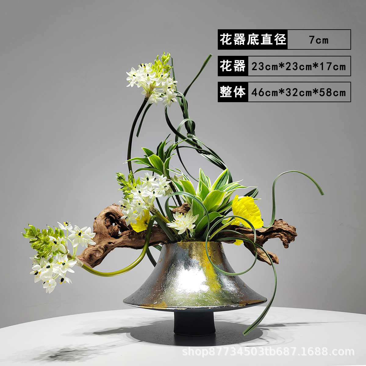 角板房摆件花样摆摆设茶室新几仿真饭店家具假花艺中式日式餐桌花