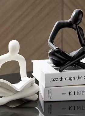 抽象看书读书坐姿人物艺术摆件家居书房书架办公室桌面装饰品摆设