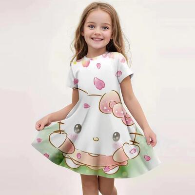 girl butterfly small fresh 3D printed short sleeved dress