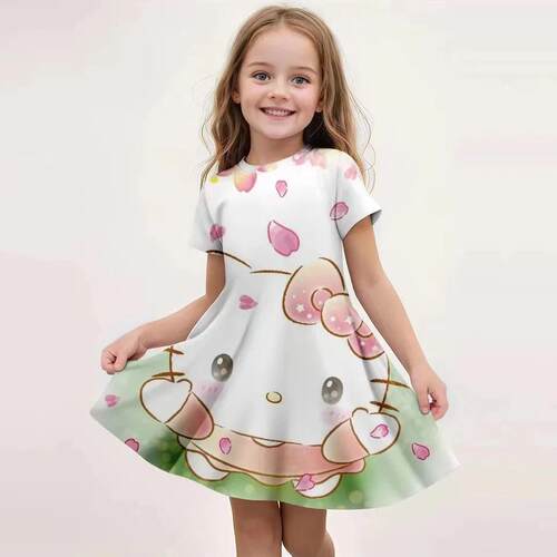 girl butterfly small fresh 3D printed short sleeved dress