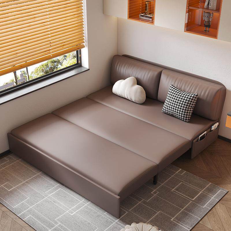 猫抓皮沙发床厅卧室两用折叠825式1米小型202户45新款客一米二双