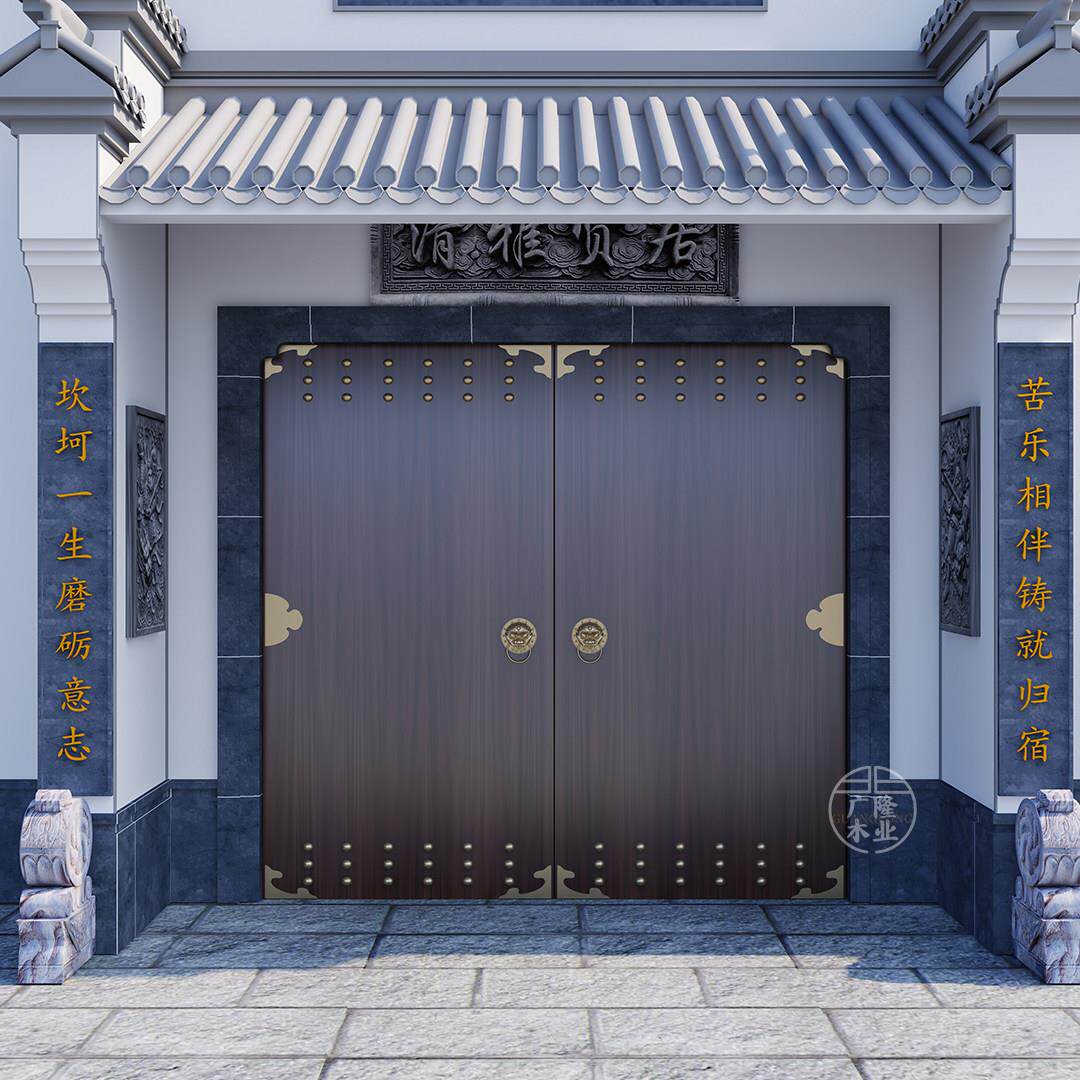 实木门祠堂寺庙大门菠萝格彷古大门四合院别墅庭院民宿茶室进户
