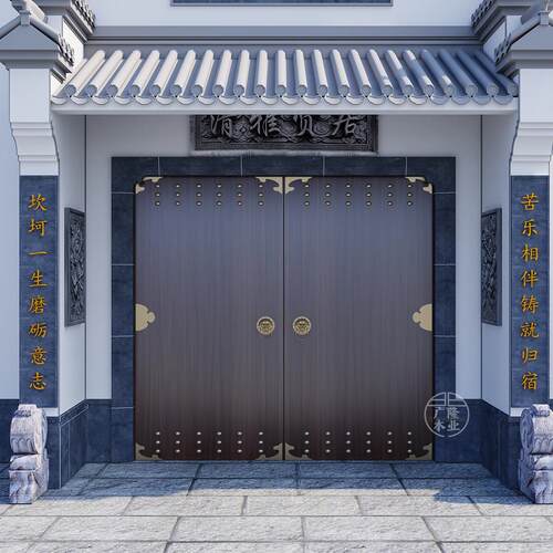 实木门祠堂寺庙大门菠萝格彷古大门四合院别墅庭院民宿茶室进户