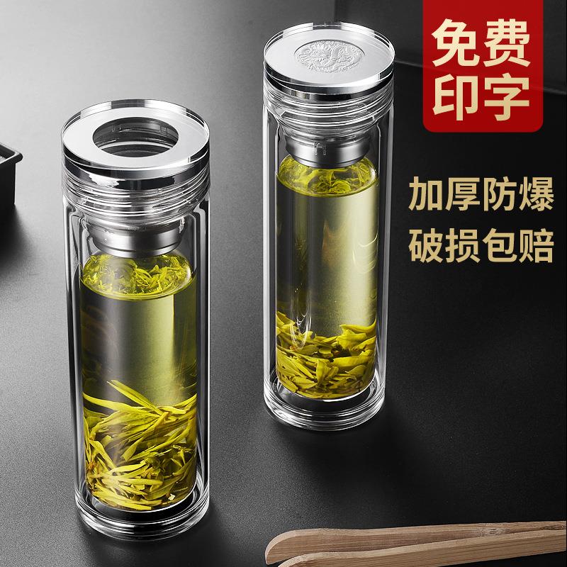 高硼硅玻璃杯耐高温双层隔热泡茶水杯礼品杯子双层玻璃杯定制