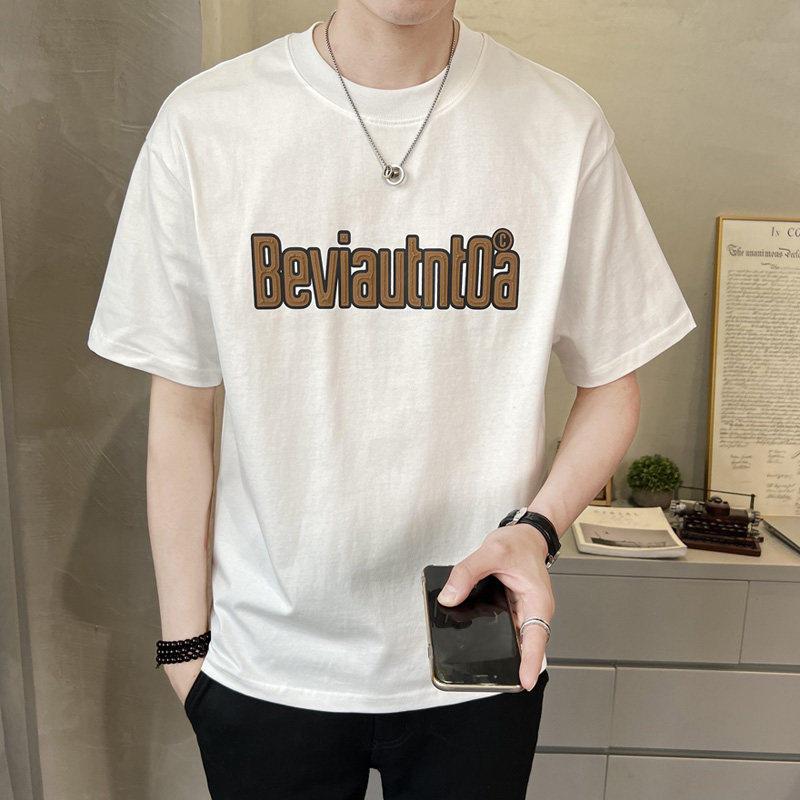 夏季短袖T恤男ins潮牌印花男装上衣潮牌潮流帅气百搭纯棉半袖体恤