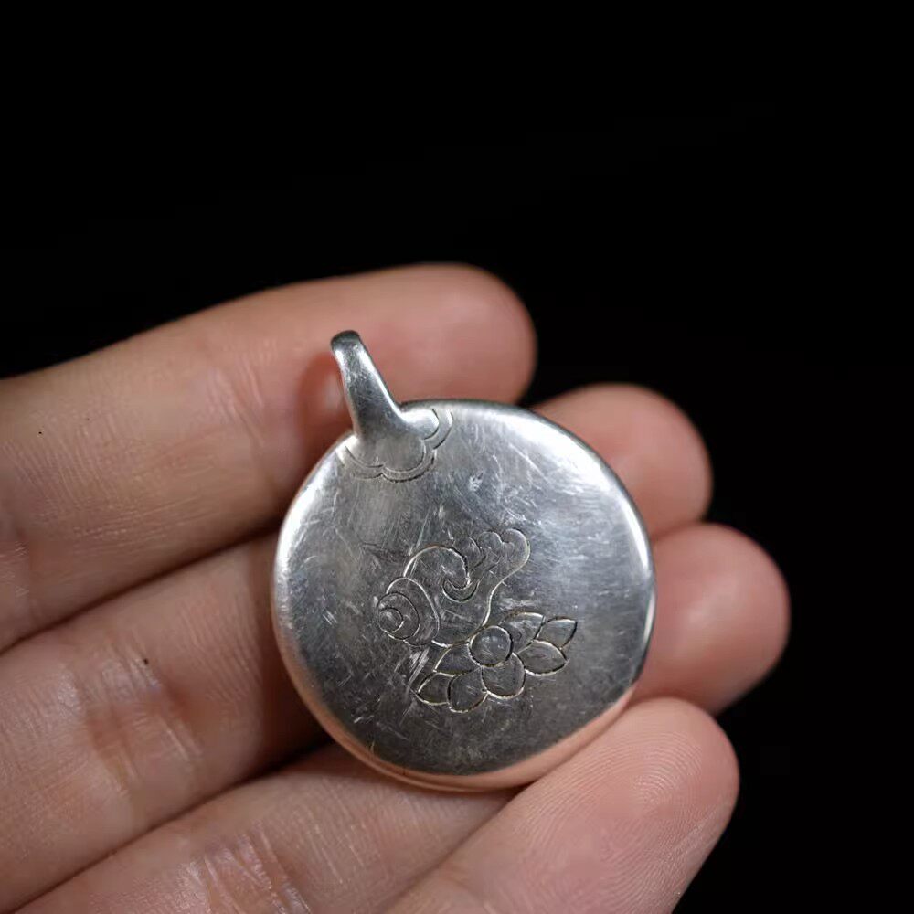 藏式手工迷你小号藏银九宫八卦牌猪鼻文玩配件吊坠挂件藏式老物件