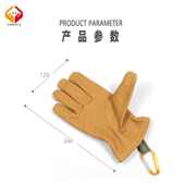 户外野营头层牛皮手套烧烤防烫劳保耐磨防护复古机车骑行搬运手套