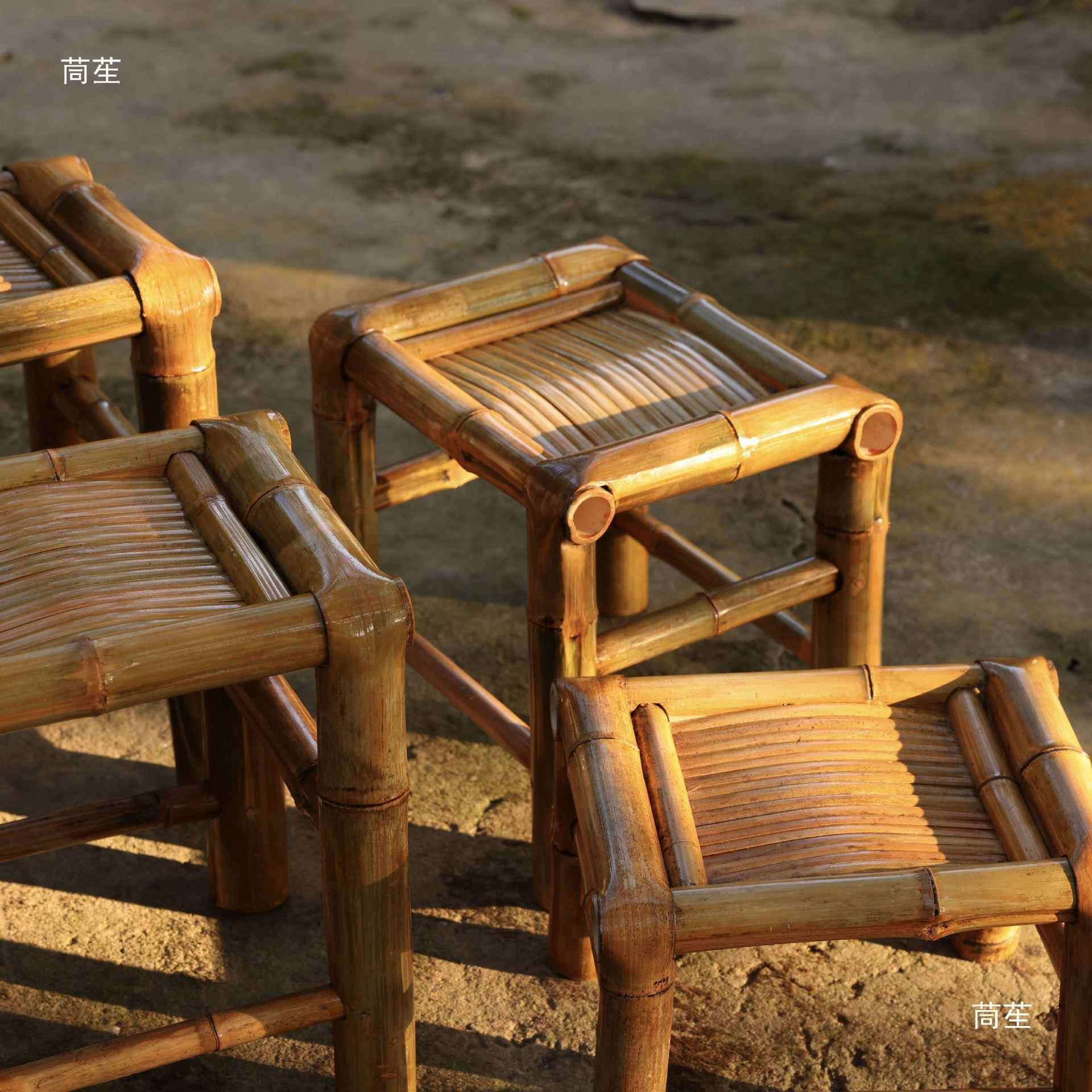 摄影道具椅子竹凳子老84847474式矮凳凳小方凳复古手编凳板客厅工