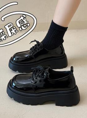 春夏女单鞋厚底乐福鞋季2026新款英伦风黑色小皮鞋款子软底0304k