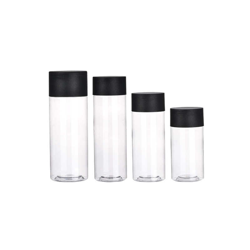 磨砂高盖透明塑料瓶 现货330-700ml黑色带盖密封包装食品级塑料瓶