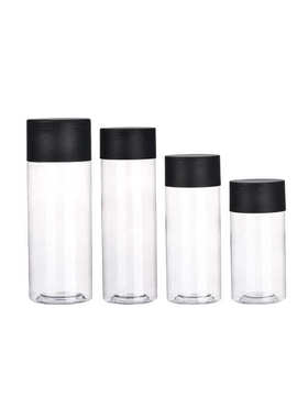 磨砂高盖透明塑料瓶 现货330-700ml黑色带盖密封包装食品级塑料瓶