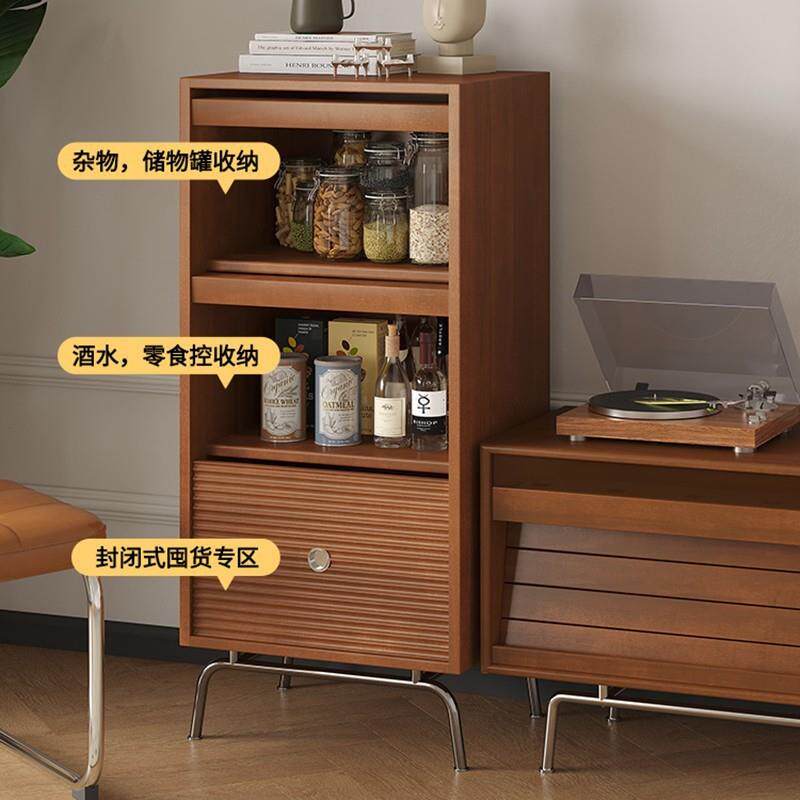 中古实木书柜杂志柜客厅一体电视边立柜北欧复古卧室落地储物收纳