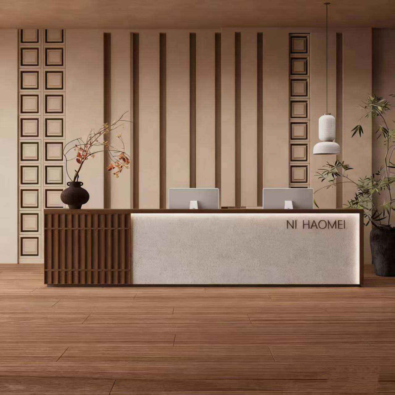 日式侘寂风吧台店收银台美容院前台民宿瑜伽接待台小清新藤编服装,商业/办公家具,收银台,淘宝优惠券,粉丝福利购,淘宝优惠卷