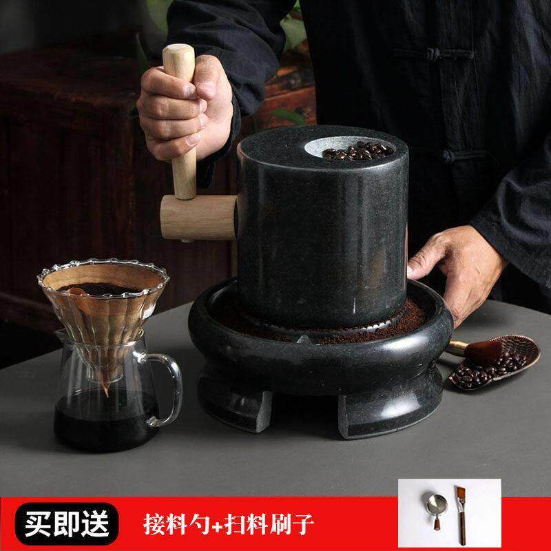 手摇石磨咖啡磨豆机青石手动磨碎机咖啡研磨器天家用店铺款式手工