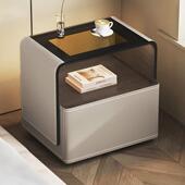 床装 网红创意卧室极简床柜实木免安边简约现山屿潮70代 头收柜新款