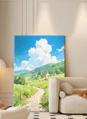 宫崎骏奶油风客厅装饰画艺术玄关壁画治愈系绿色风景餐厅卧室挂画