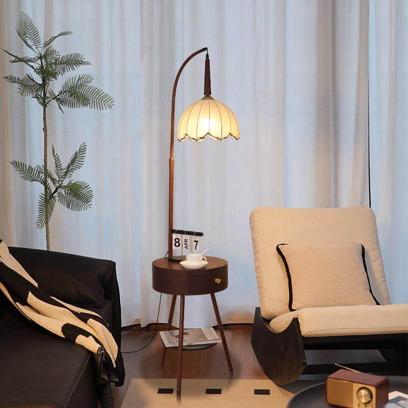 中古客厅落地灯沙发边高级感卧室床头柜抽屉置物茶几一体装饰台灯