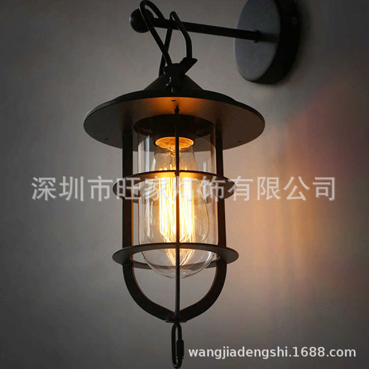 Loft工业风铁艺创意个性复古美式乡村走廊餐厅灯装饰船坞过道壁灯