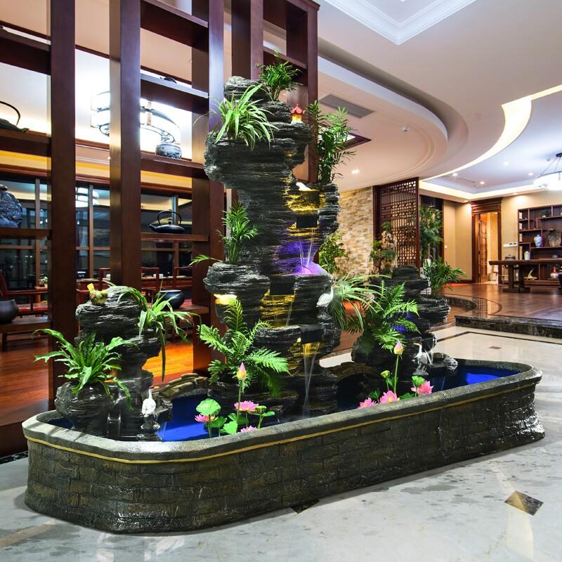 大型假山流水摆件造景喷泉水循环鱼池水景观花园阳台公司落地装饰