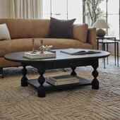 古双层抽茶台黑色屉中原木茶 木茶几小户型美式 法式 古复椭圆形实