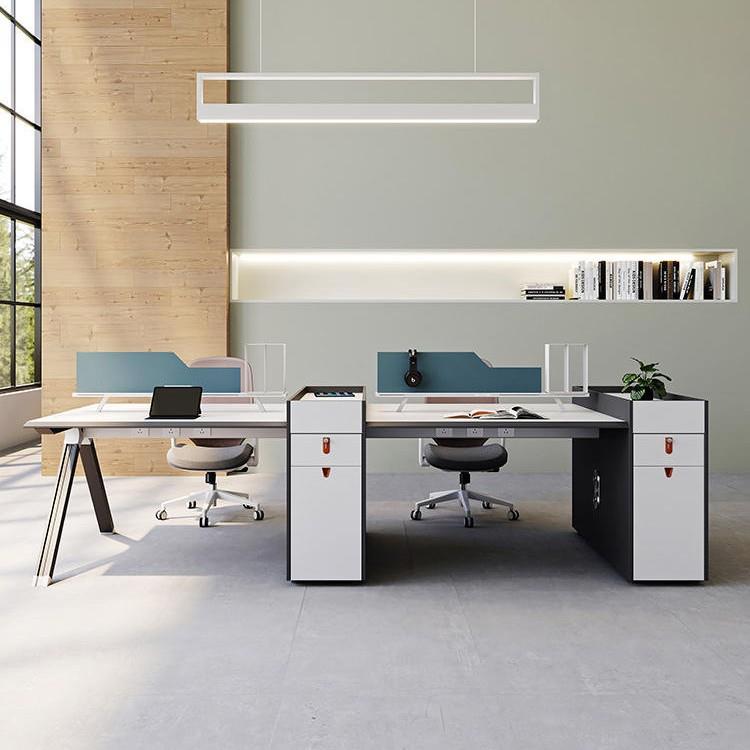 职员办公简约现代LYR4位桌二双6四椅工位卡座员工办公室桌组人合