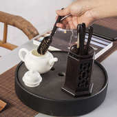 黑檀木茶道六君子套装 功夫茶具配件大全泡茶工具茶针夹勺刀6君子