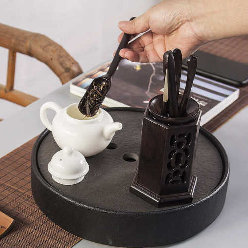 黑檀木茶道六君子套装功夫茶具配件大全泡茶工具茶针夹勺刀6君子
