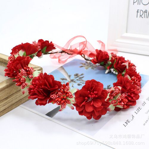 亚马逊度假村热卖拍照花环束发带
