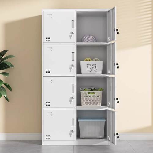 加厚八门铁皮更衣柜学校宿舍钢制储物柜工厂员工浴室8门换衣柜子