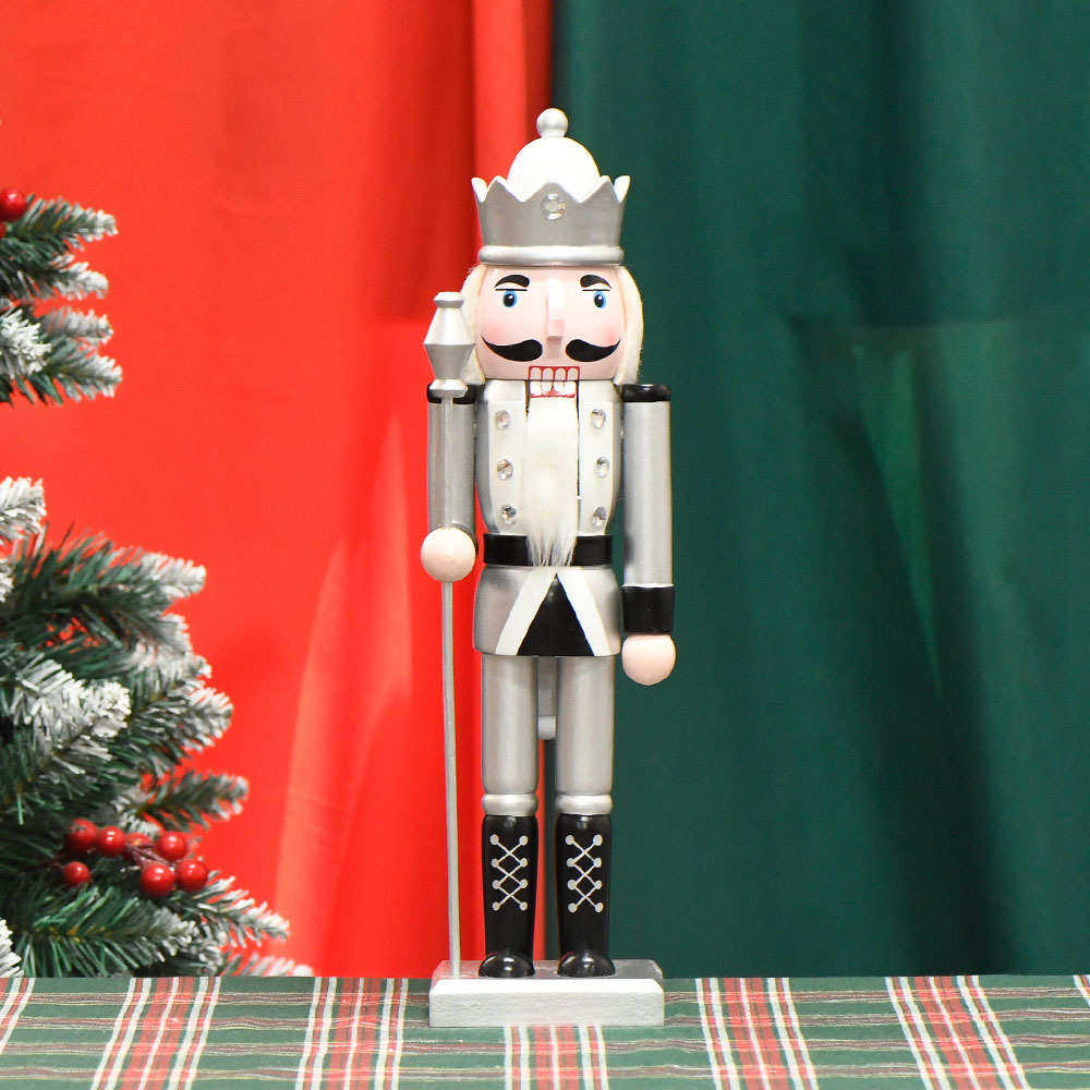 24新款36CM银色皇仗国王胡桃兵胡桃夹子实木装饰工艺品圣诞摆件,家居饰品,木雕,淘宝优惠券,粉丝福利购,淘宝优惠卷