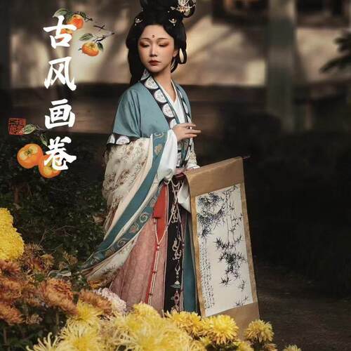 古风卷轴画 画汉服摄影拍照道具名家字画 画装饰画 画客厅茶室郑
