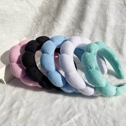Sponge Co Spa Makeup Bubble Terry Cloth Headband Puffy Retro