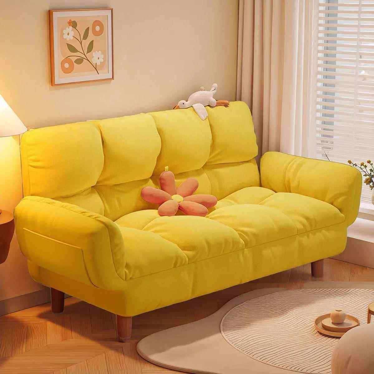 双人小沙发可折叠卧室客厅懒人沙发小户型多用途出租屋落地榻榻米