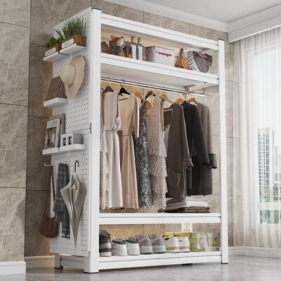 货架衣柜家用卧室多层落地衣物收纳柜儿童简易衣帽架钢制置物架子