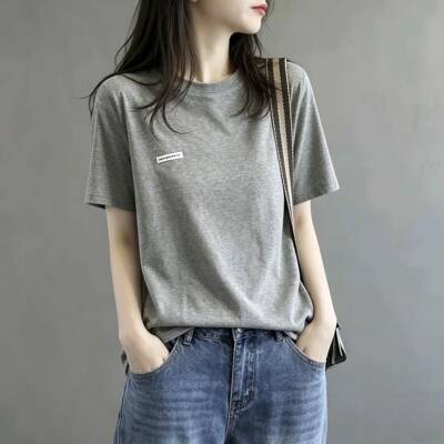 韩系简约风短袖T恤女夏季新款正肩宽松百搭显瘦休闲上衣遮肉体恤