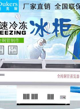 达克斯WD-1400DH商用玻璃门展示柜全铜管推拉门急冻海鲜柜大冰箱