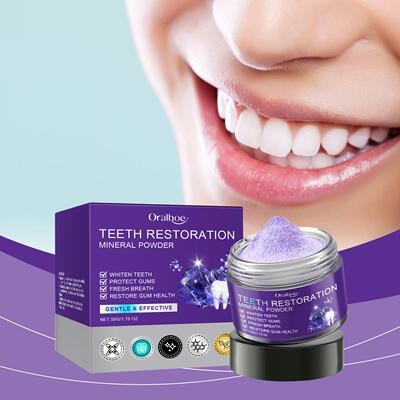 ORALHOE Purple Teeth Whitening Powder Gentle Cleaning to Pro