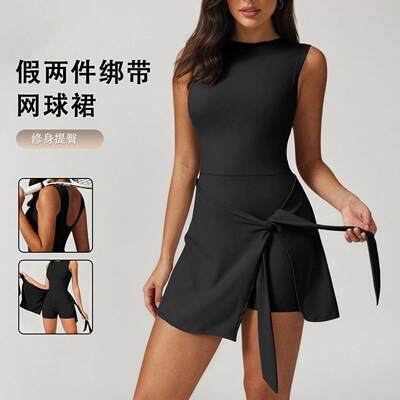 Womens Tennis Dress Wrap Skirt Built Shorts Sleeveless Golf