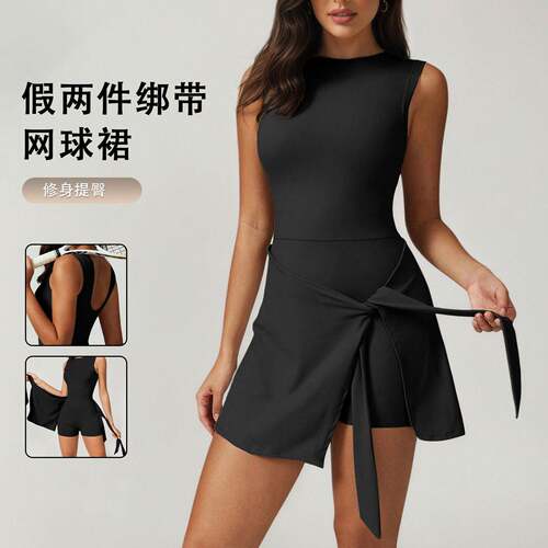 Womens Tennis Dress Wrap Skirt Built Shorts Sleeveless Golf