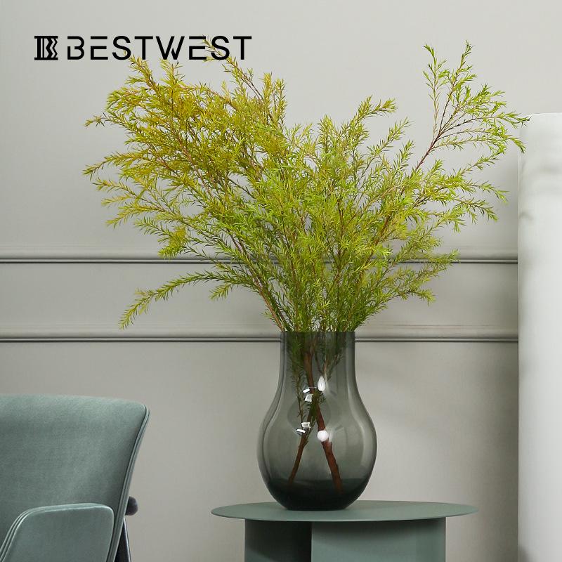 Best west 马醉木高档青灰色葫芦形玻璃花瓶摆件家居装饰品花器