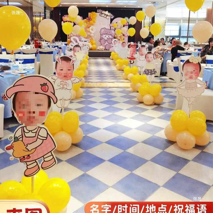 宝宝百日宴布置迎宾牌生日人形立牌装饰满月百天周岁板背景定 制