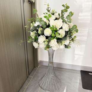 新款绿植玫瑰花球 婚礼餐桌摆放仿真花球 酒店装饰拍摄摆件假花球